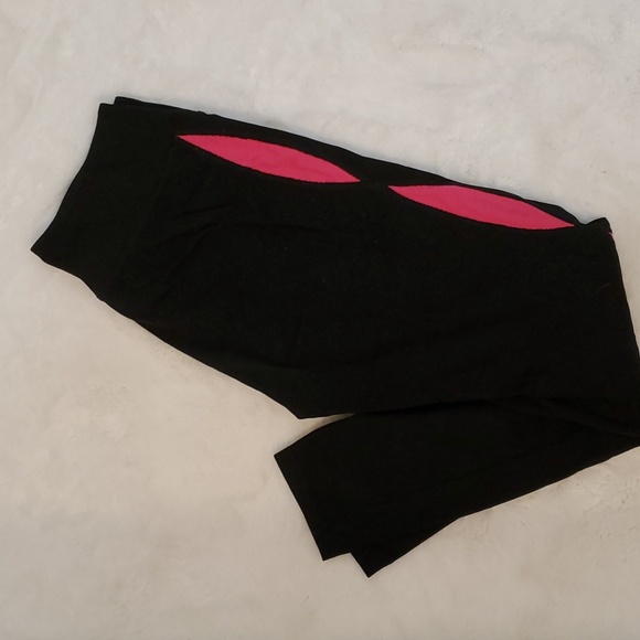LIKE NEW Cotton Workout Leggings with Pink Detail - Picture 1 of 4